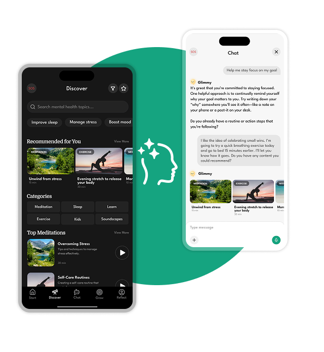 Screenshots of AI chat and content explorer